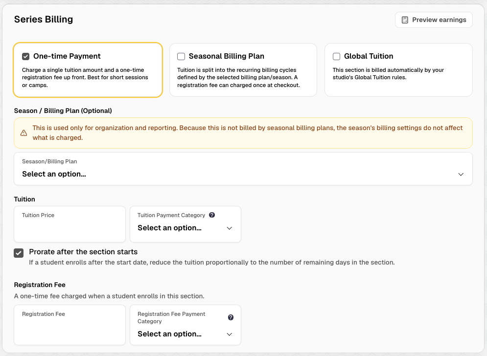 Series Billing payment plan options